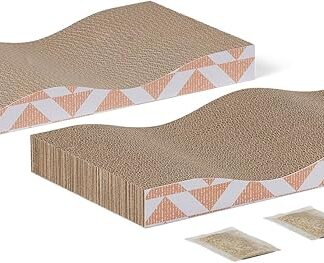 Amazon Basics Meble z drapakiem dla kota, mata do drapania dla kotów domowych z kocimiętką, jednowarstwowa z zakrzywieniem, 41,9cm x 20,6cm x 4,1cm, 2 sztuki