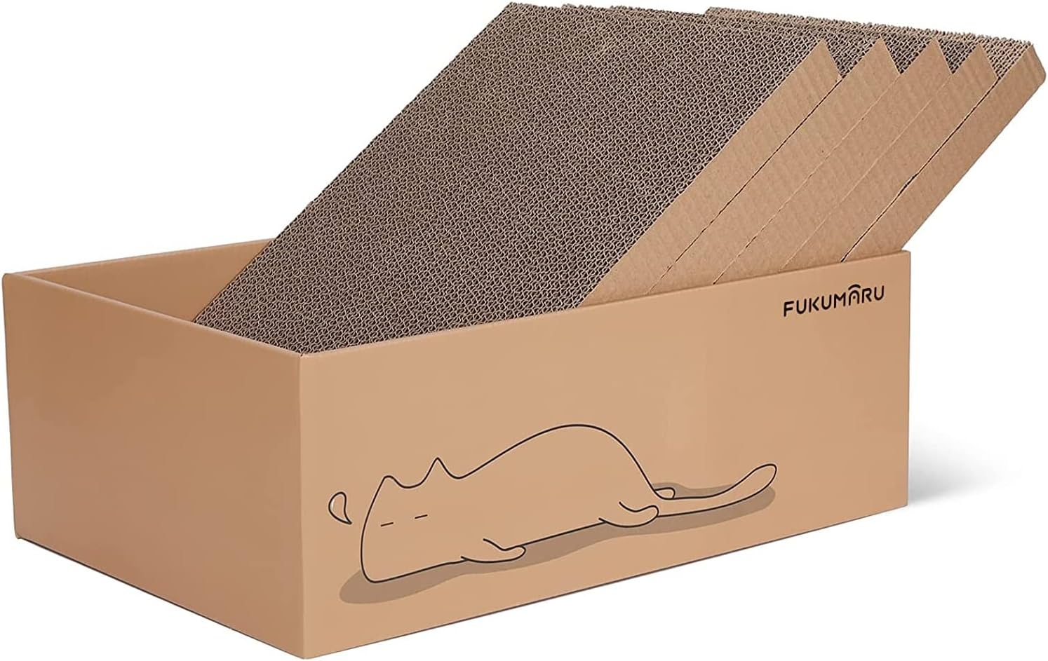 FUKUMARU Skrobak do kota 5 szt. z pudełkiem, odwracalny kot Scratch pad, kotek falisty skrobak łóżko - obrazek 4