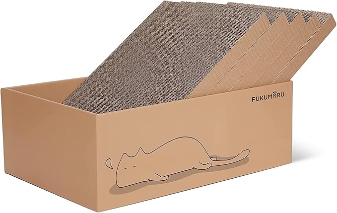FUKUMARU Skrobak do kota 5 szt. z pudełkiem, odwracalny kot Scratch pad, kotek falisty skrobak łóżko