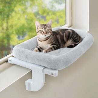 GUUSII HOME Legowisko kota na okno hamak na kaloryfer regulowana grzęda bez wiercenia dla dużych kotów domowych bezprzewodowe siedzisko dla kota mocowane do parapetu udźwig 18 kg