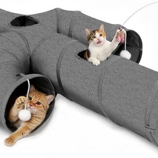 Ownpets Tunel dla kota, tunel dla zwierząt domowych w kształcie kaktusa z solidną tkaniną Oxford, składany i odporny na rozdarcie, z wieloma wyjściami, wiszącą kulką i różdżką, średnica 25 cm