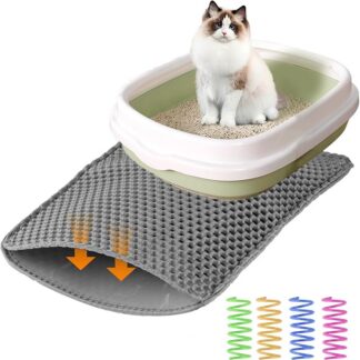 Mata do kuwety, 45 x 30 cm mata do żwirku dla kota, mata dla kota podkładka pod kuwę, wodoodporna podwójna mata toaletowa dla kota mata do żwirku dla kota dywan Cat litter mats + pióro dla