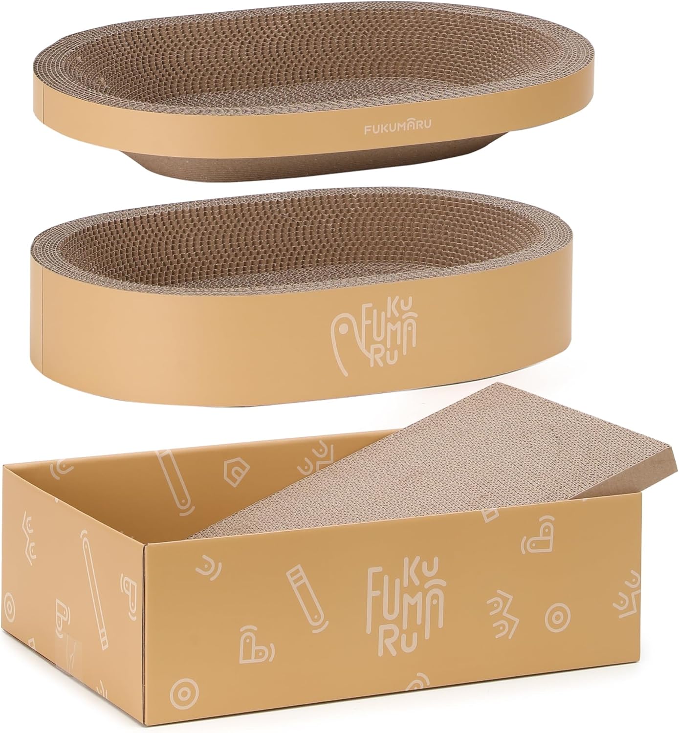FUKUMARU Skrobak do kota 5 szt. z pudełkiem, odwracalny kot Scratch pad, kotek falisty skrobak łóżko - obrazek 2
