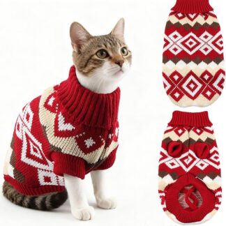 Sweter dla kota, świąteczna sukienka dla kota, sweter w kształcie kota, świąteczna sukienka dla kota, mały rozmiar, na zimę ciepło (H, M)