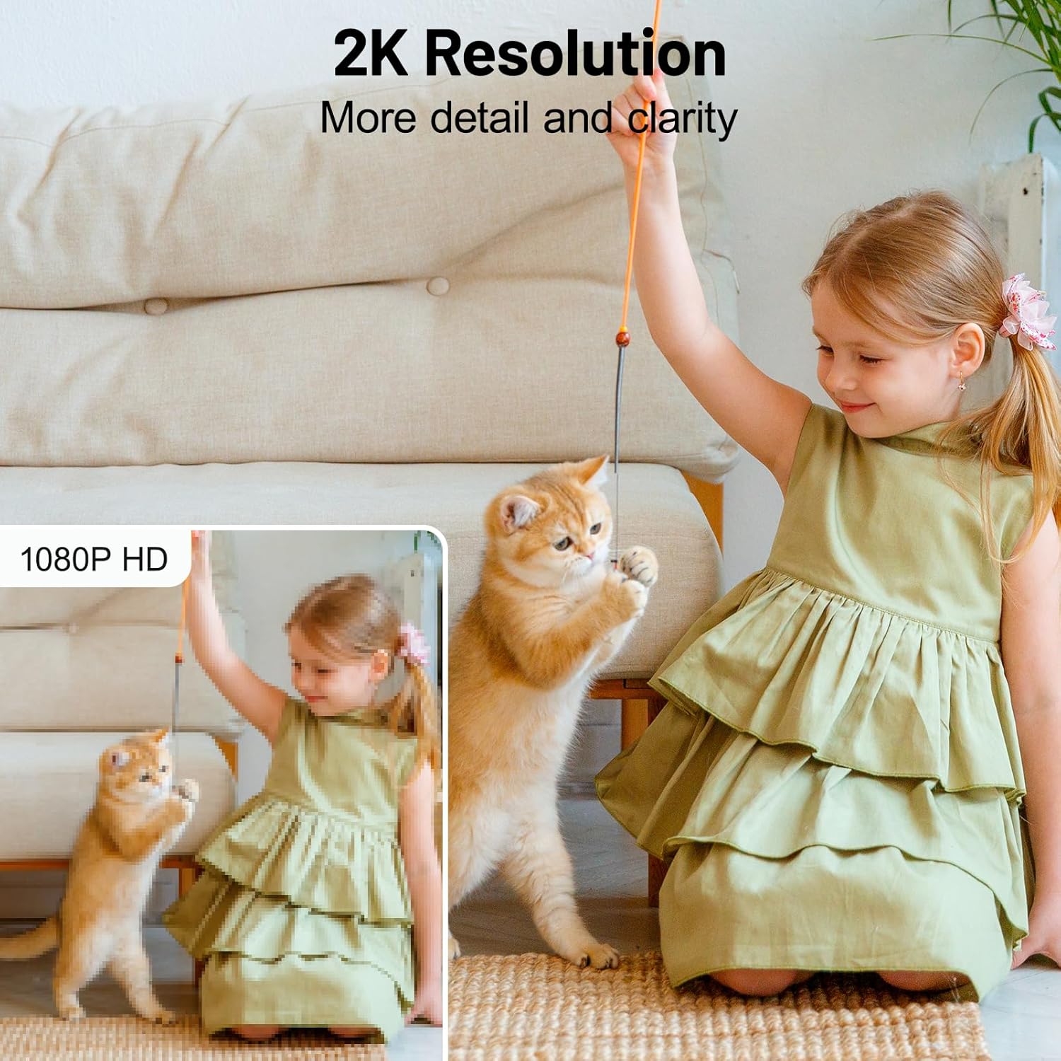 GALAYOU Kamera 2K WiFi dla zwierząt domowych, do użytku domowego, dla psa, kota, monitorowania dziecka, bezprzewodowa 360°, śledzenie ruchu, noktowizor, 2-drożny dźwięk, G2 (2P) - obrazek 5