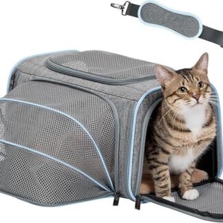 Petsfit Rozszerzalne nosidełko dla zwierząt domowych, zatwierdzone przez linie lotnicze, miękkie, przenośne nosidełko dla kota, ze zdejmowaną pluszową matą, zamykane zamki błyskawiczne i kieszenie