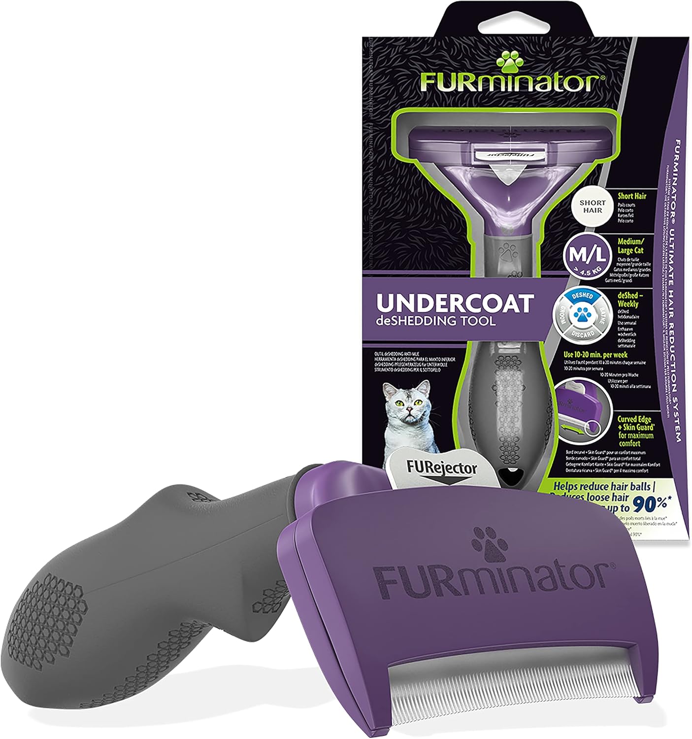 Furminator T691661 Zgrzebło Do Pielęgnacji Sierści Kotów, M/L, Czarny/Niebieski - obrazek 2