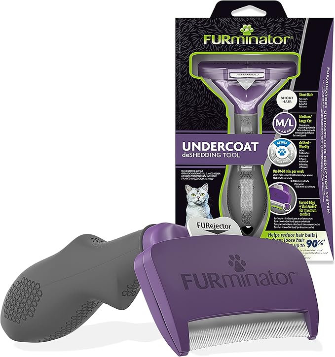 Furminator T691661 Zgrzebło Do Pielęgnacji Sierści Kotów, M/L, Czarny/Niebieski
