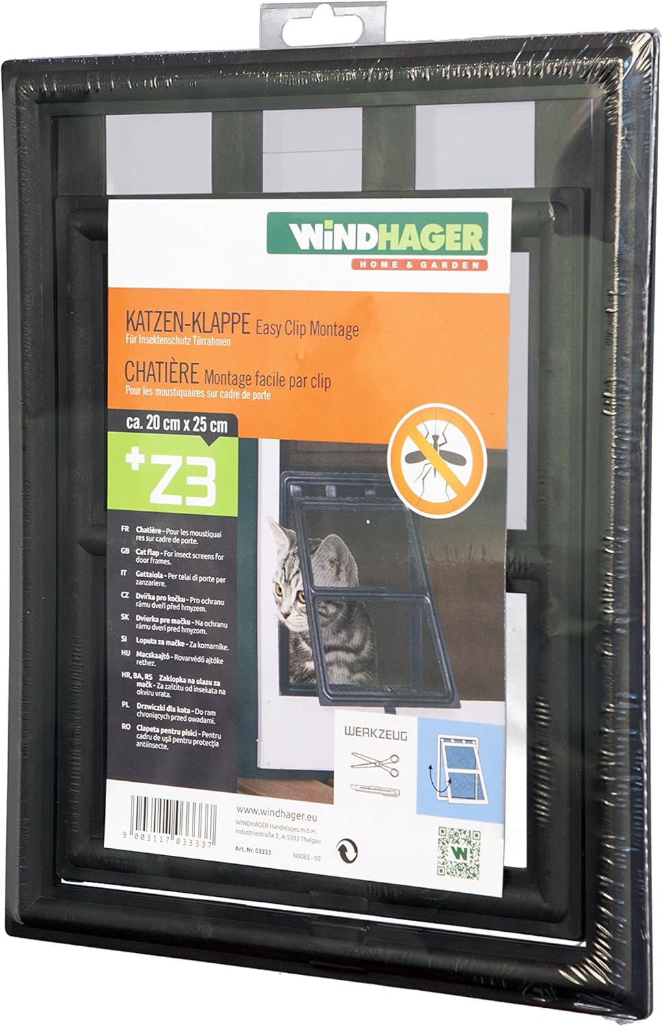 Windhager, 03333 Kotownica z Easyclip montażowy, rama chroniąca przed owadami, czarna, blokada, 20 x 25 cm - obrazek 5