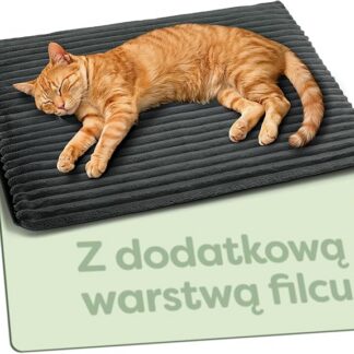 Knupis Samonagrzewający Koc Dla Kota 60x45 cm – Miękki i Wyciszający – Zdejmowany, Pralny Pokrowiec – Z Antypoślizgowym Spodem – Szary