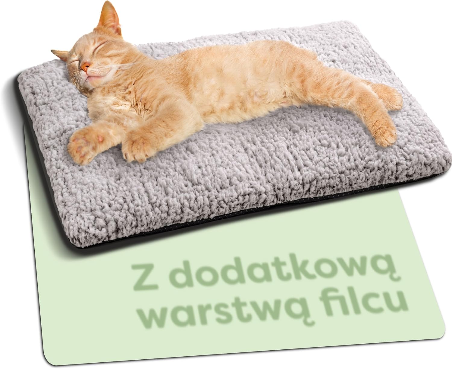 Samonagrzewający się Koc dla Kotów i psów 60x45cm - Miękki i przytulny koc dla kota - Pokrowiec nadający się do prania - Z antypoślizgowym spodem (szary) - obrazek 2