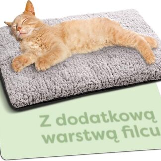 Samonagrzewający się Koc dla Kotów i psów 60x45cm - Miękki i przytulny koc dla kota - Pokrowiec nadający się do prania - Z antypoślizgowym spodem (szary)