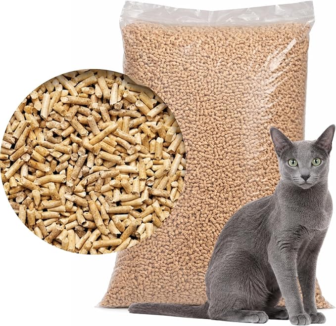 Żwirek drewniany dla kota 15 kg 30 l, pellet sosnowy, naturalny, biodegradowalny, chłonny, dla kotów, królików i gryzoni