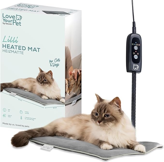 Beurer Love Your Pet Mata rozgrzewająca S „Lilli” z serii dla psów i kotów, z timerem, poduszka elektryczna, możliwość prania w temperaturze 30°C, odporna na zadrapania i wodoszczelna, 41 x 34 cm