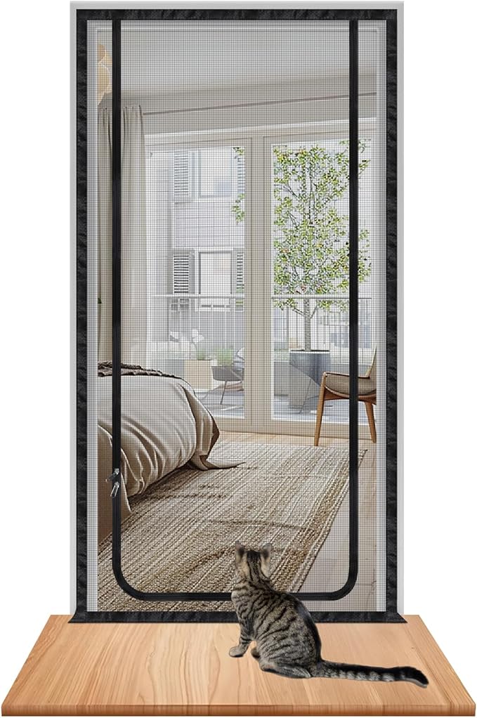 DBREAKS Siatka dla kota na balkon, z zamkiem błyskawicznym, do biegania, ochrona przed kotami, ochrona przed zwierzętami domowymi, bez wiercenia (90 x 210 cm)