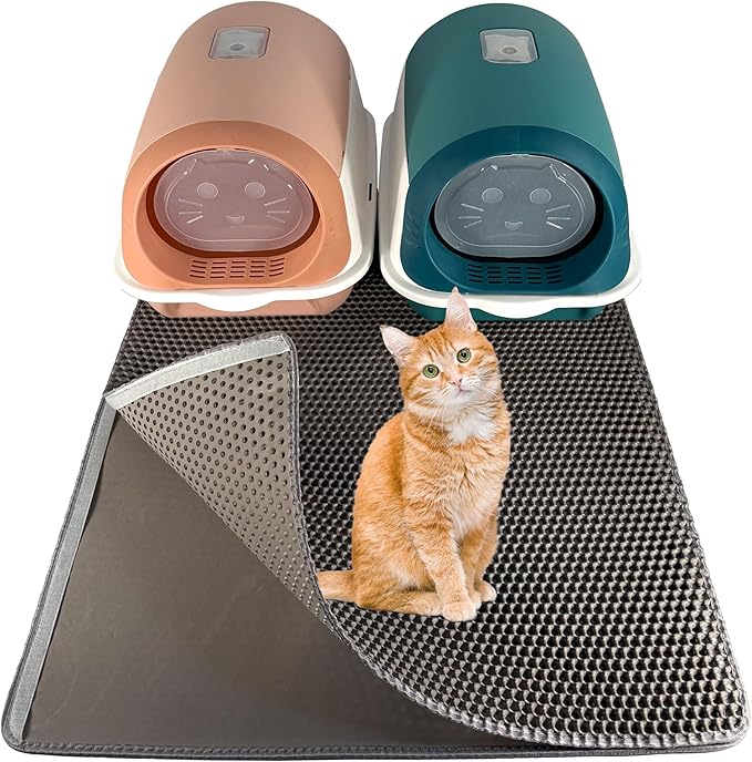 Mata szara 90x76 cm pod kuwetę dla kota – zatrzymuje żwirek – wodoodporna i antypoślizgowa – miękka i łatwa w czyszczeniu – idealna przed kuwetę – duży rozmiar