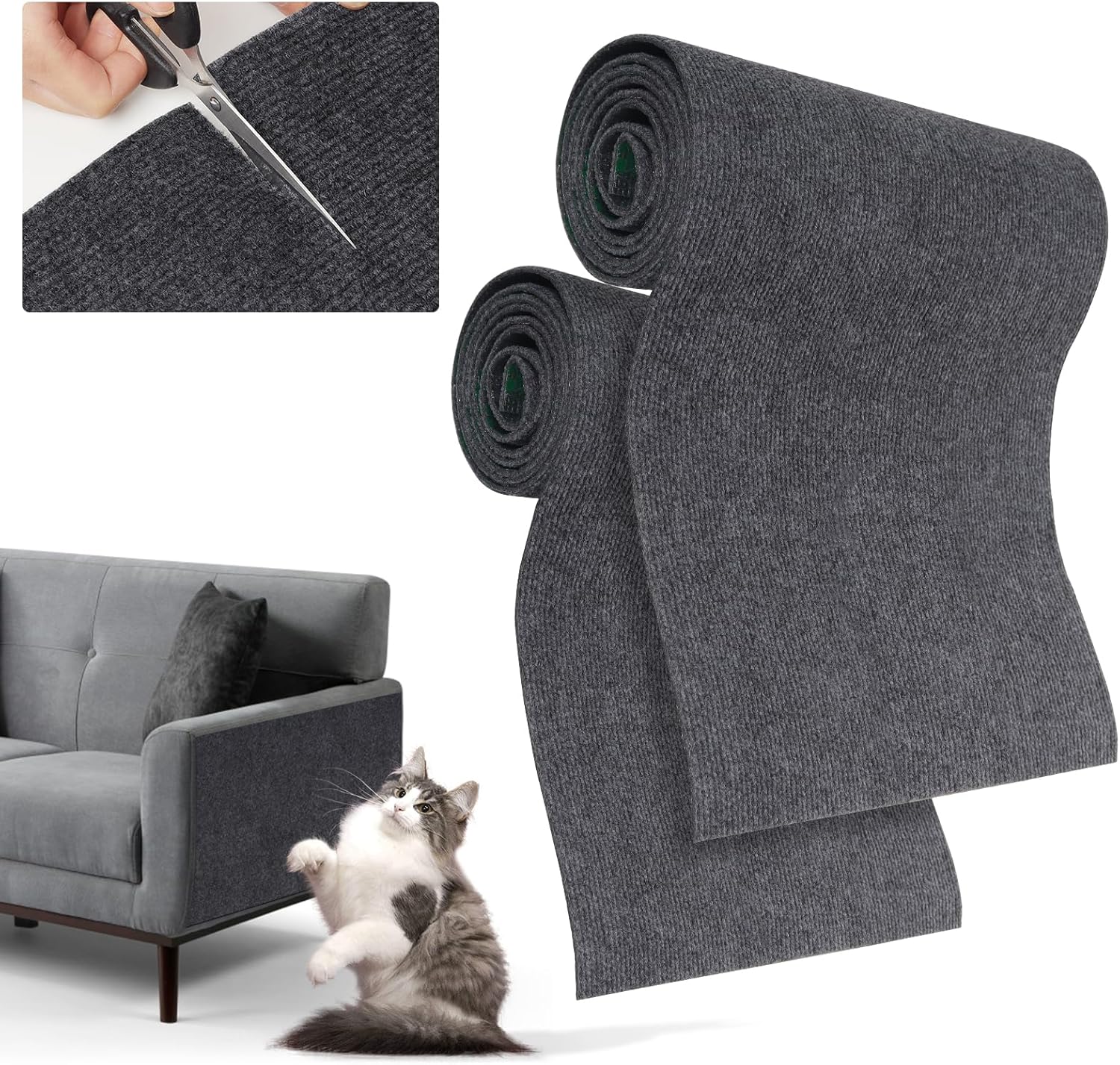 Cat Scratching Pad, 200x40cm Wspinaczkowy drapak dla kota DIY Samoprzylepna mata do drapania dla kota, wycinana mata do drapania dla kota Sofa - obrazek 4