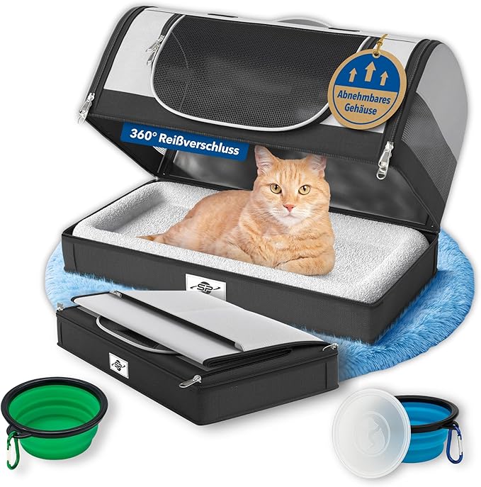 Smart-Planet® Torba transportowa dla kotów i psów ze zdejmowanym dnem – składane pudełko transportowe do 8 kg – 50 x 30 x 30 cm – z paskiem do noszenia na urlopie, w podróży i weterynarza