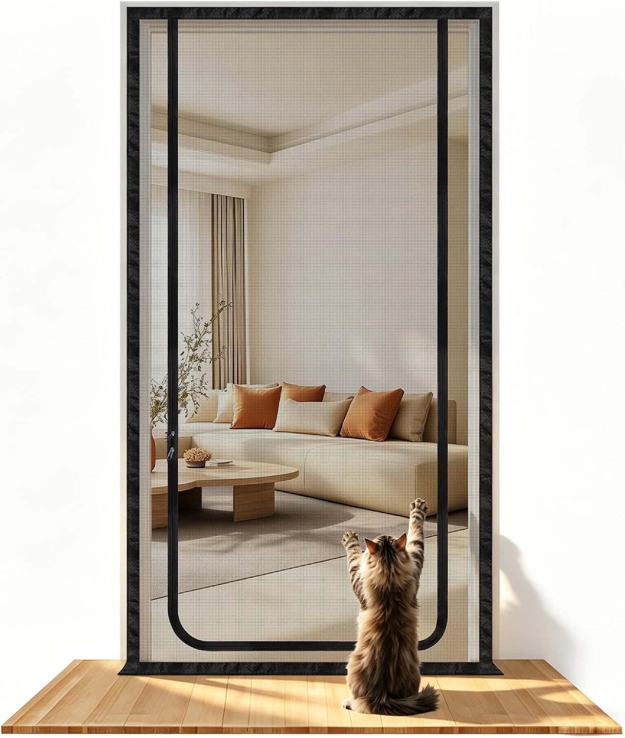 DBREAKS Siatka dla kota na balkon, z zamkiem błyskawicznym, do biegania, ochrona przed kotami, ochrona przed zwierzętami domowymi, bez wiercenia (90 x 210 cm) - obrazek 6