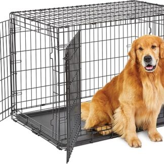 MidWest Homes for Pets Large LifeStages Podwójne drzwi 106 cm składana skrzynia dla psa, zwiększone bezpieczeństwo, zawiera szczelną patelnię, przegrodę, uchwyt, gumowe nóżki